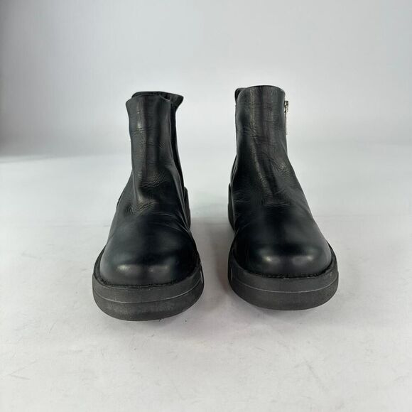 Miz Mooz Lass Ankle Boots US 7.5 Women's Black Leather Side-Zip Chelsea Boot - Picture 2 of 12